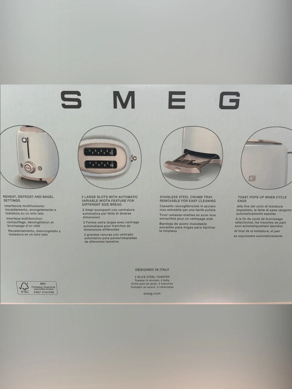 Smeg 2-Slice Toaster in Cream - Picture 3 of 3